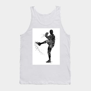 Baseball Boy Pitcher Black and White Tank Top